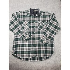 Timber Trail Men's Large Green, White & Black Plaid Button Up Shirt